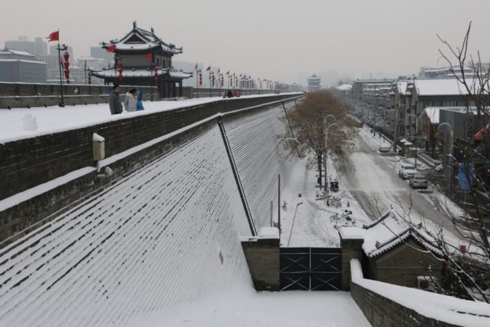 Muralha de Xi'an, China, no inverno