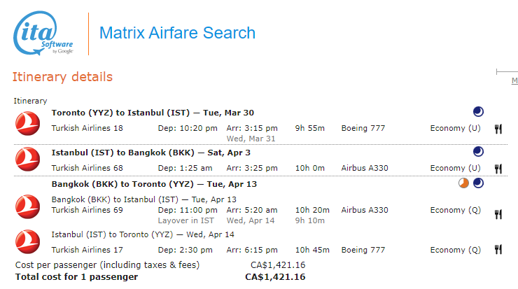 Search Results, Multi-City Search with Flexible Dates, Matrix Airfare Search