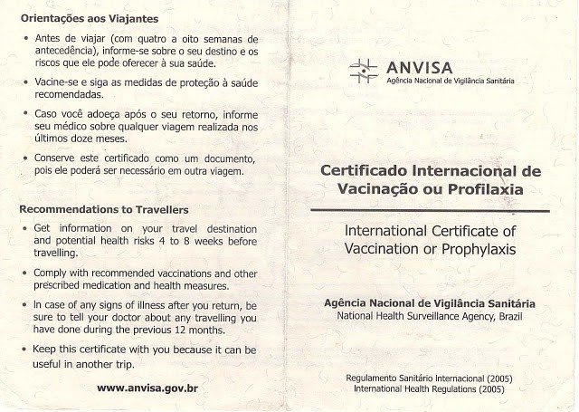 Certificado Internacional de Vacinaçao