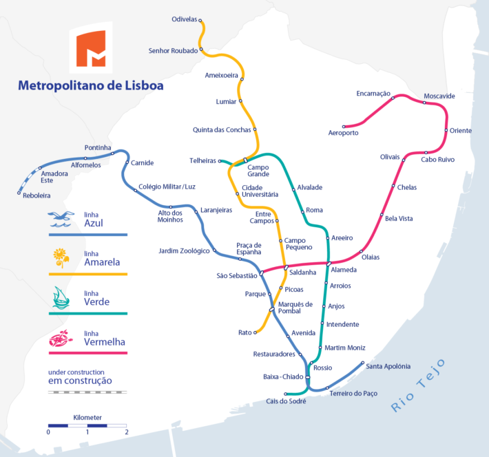 Mapa do Metropolitano de Lisboa