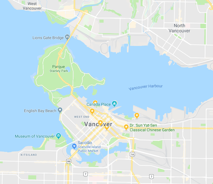 Downtown Vancouver e West-End (fonte: GoogleMaps)
