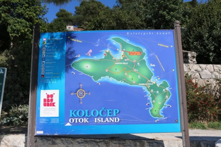 Mapa da Ilha Koločep, Ilhas Elaphiti, Croácia