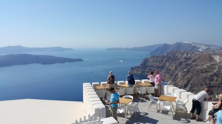 Incredible view of Santorini from the Santo Wines Winery, Greece