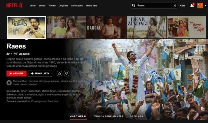 Filme Raees no Netflix, Bollywood