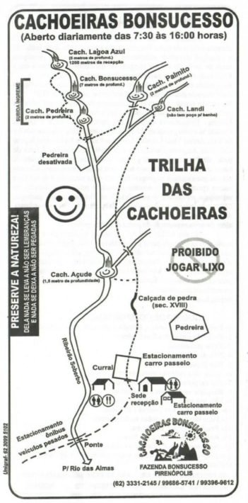 Mapa da Trilha, Cachoeiras Bonsucesso, Pirenópolis