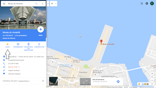 Museu do Amanhã no Google Maps (salvo)