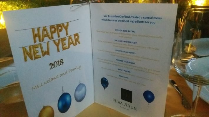 Dinner's Menu, New Year's Eve at Riva Arun Bangkok