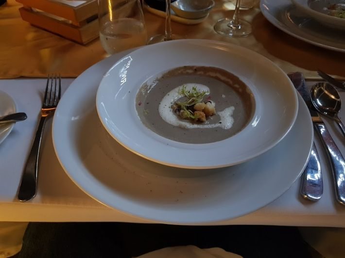 Second Course, Wild Mushroom Soup, New Year's Eve at Riva Arun Bangkok