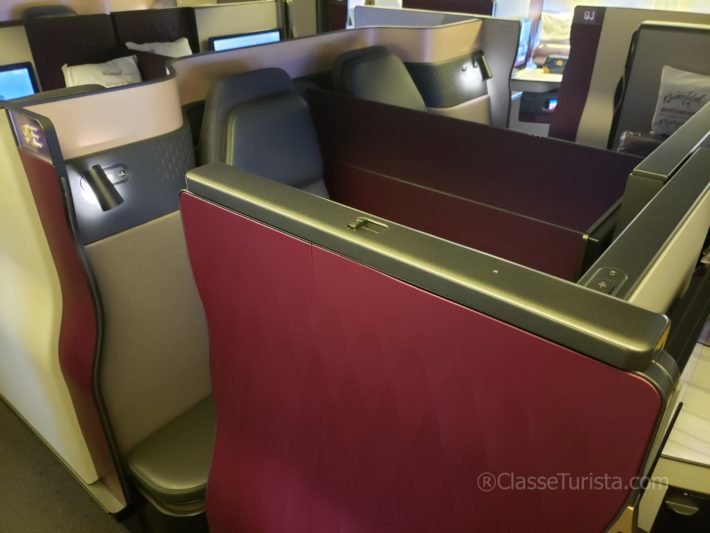 QSuites, Qatar Airways: doors are opened and locked during landing and takeoff