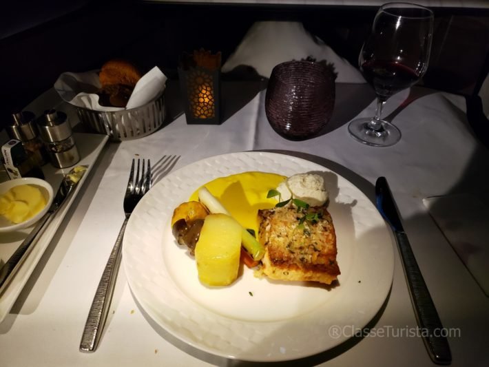 Salmon, Lunch, Qatar Airways Business Class