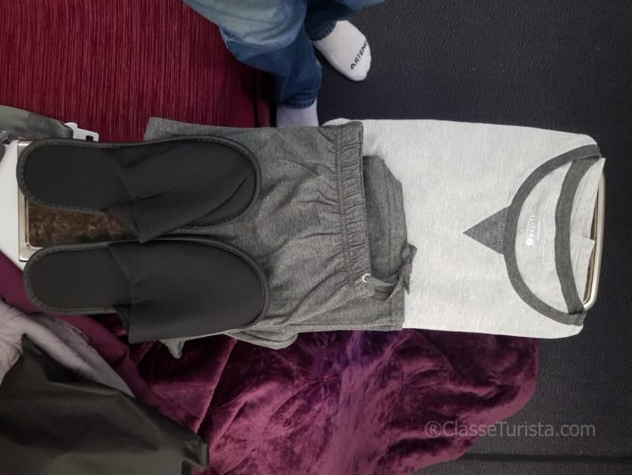 Pajamas and Slippers offered by Qatar Airways