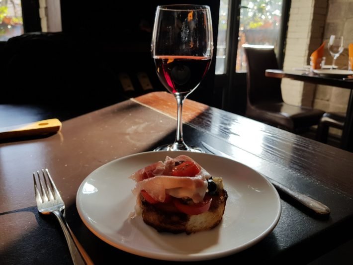 Bruschetta and Sangiovese Wine, Paladino Roman Cuisine, Shanghai, China