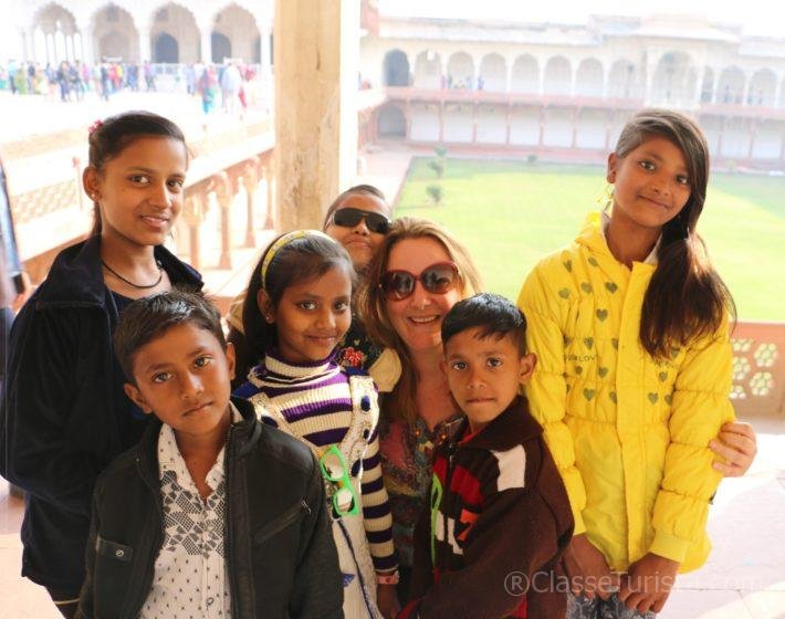 Taking a picture with wonderful children at Shah Jahani Mahal (Agra Fort)