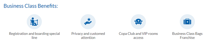 Business Class Benefits, Copa Airlines