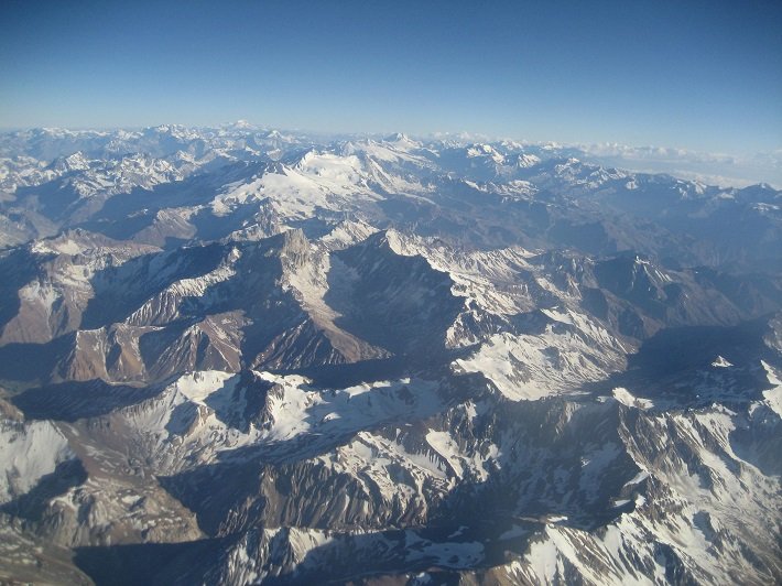 Flying Over Andes Mountains heading to Santiago, Chile