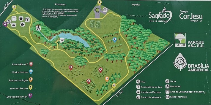Mapa do Parque Ecológico da Asa Sul, Brasília