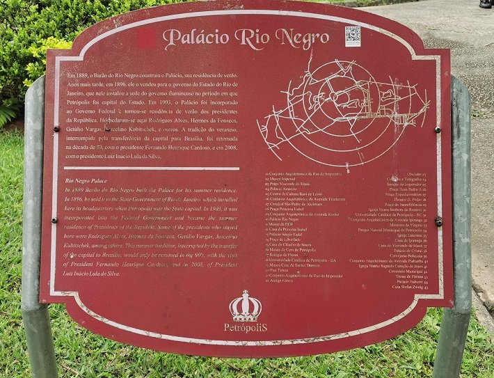 Placa Informativa, Palácio Rio Negro, Petrópolis