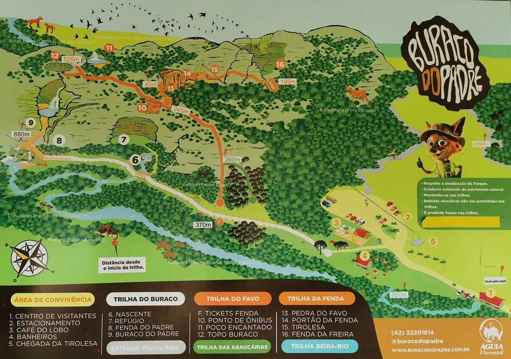 Mapa do Parque Buraco do Padre, Ponta Grossa