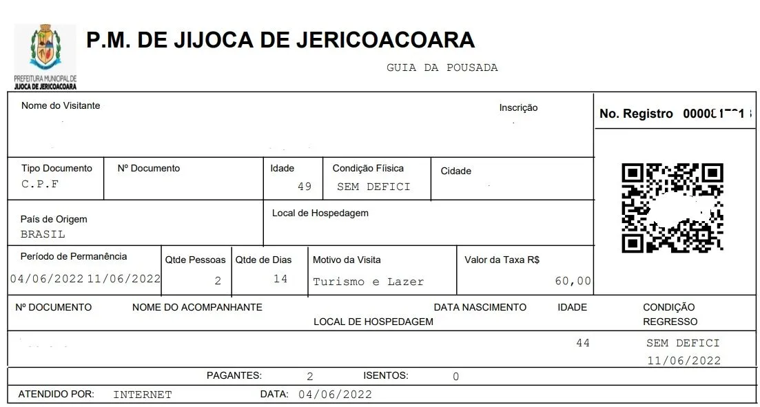 Voucher Taxa de Turismo, Prefeitura de Jijoca de Jericoacoara